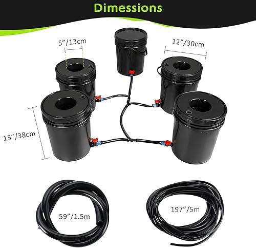 Miniatura 3 de MAOPINER Kit de cubo hidropónico de cultivo de agua profunda con bomba de aire, sistema hidropónico Airstone DWC para interiores de 5.28 galones (5