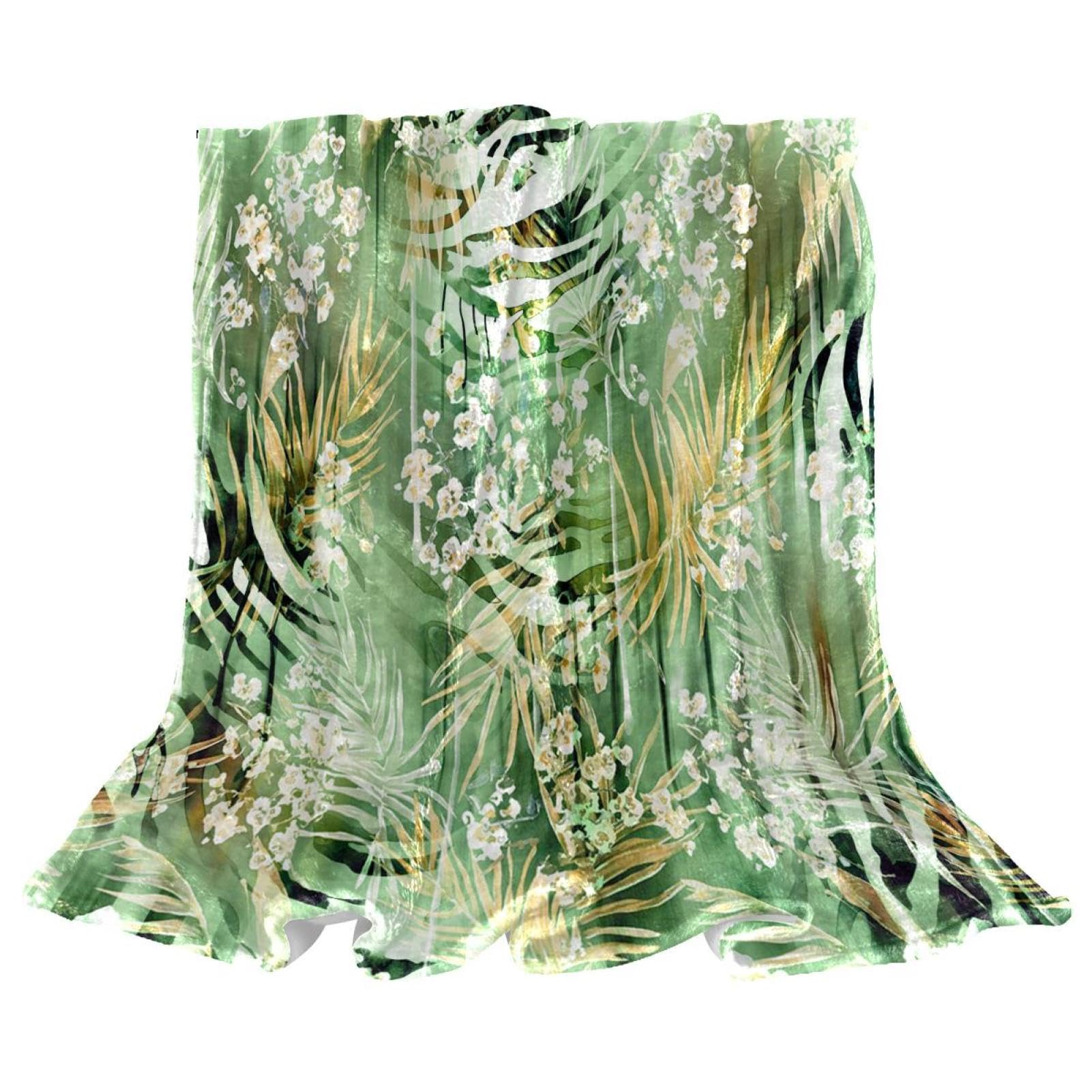 Couverture polaire feuilles vertes plaid chaud et doux lit canape 150x130cm