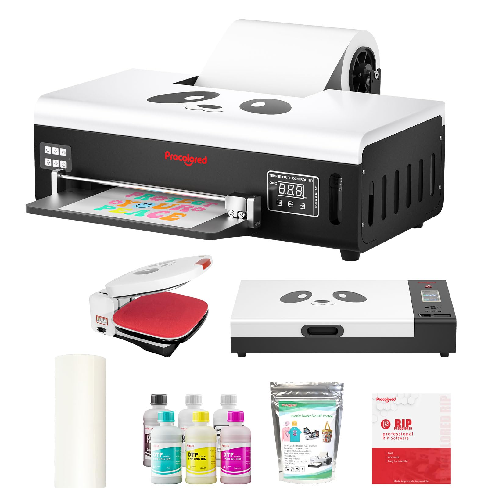 Procolored F8 Impresora DTF A4 con Horno y Prensa de Calor automática, Kit de impresión Directa a película para Camisetas, Telas y transferencias DIY para Uso doméstico y Profesional.