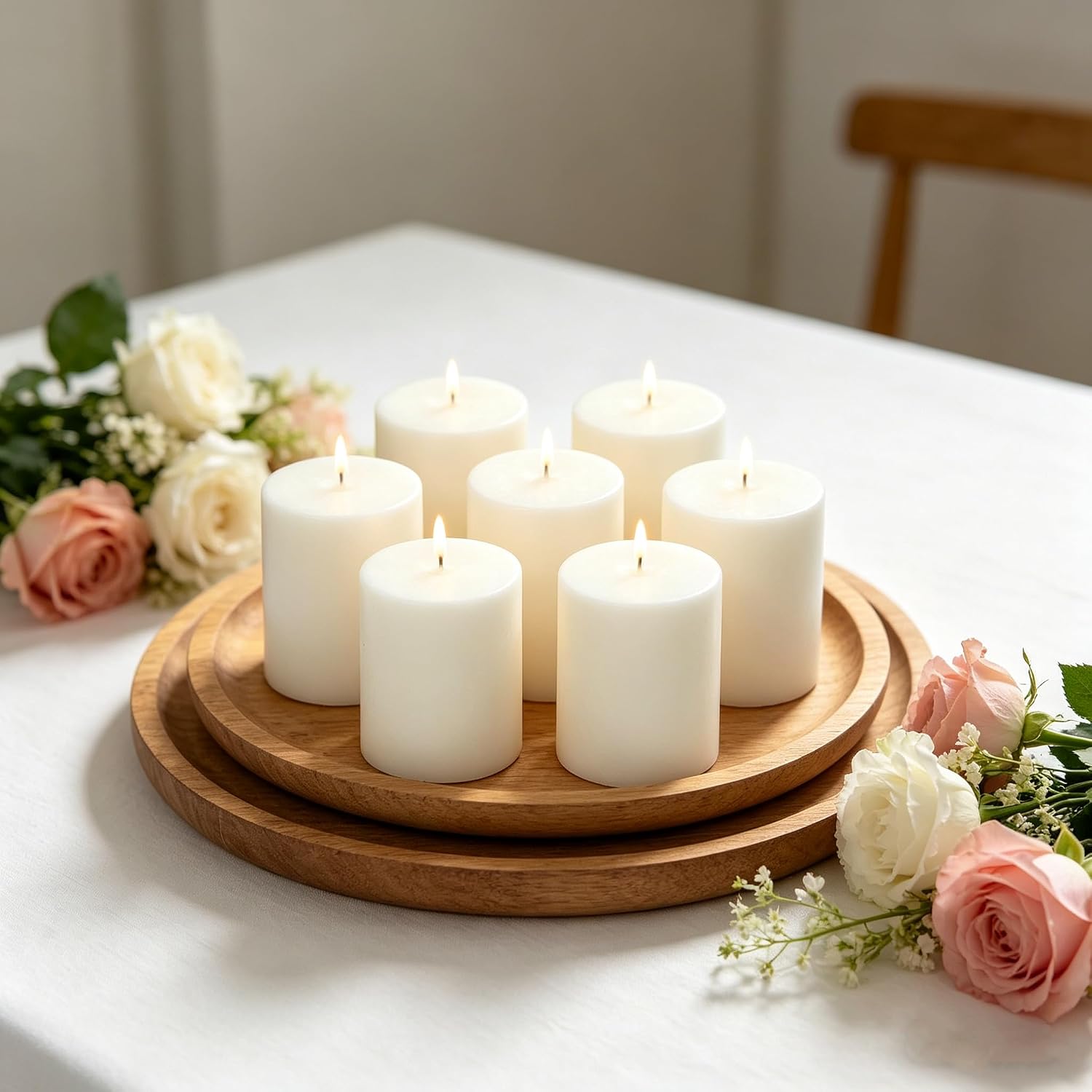 Hosley 2x3 High Pillar Candles, Set of 6. White, Unscented. Bulk Buy. Ideal for Wedding, Emergency Lanterns, Spa, Aromatherapy, Party, Reiki, Candle Gardens O4