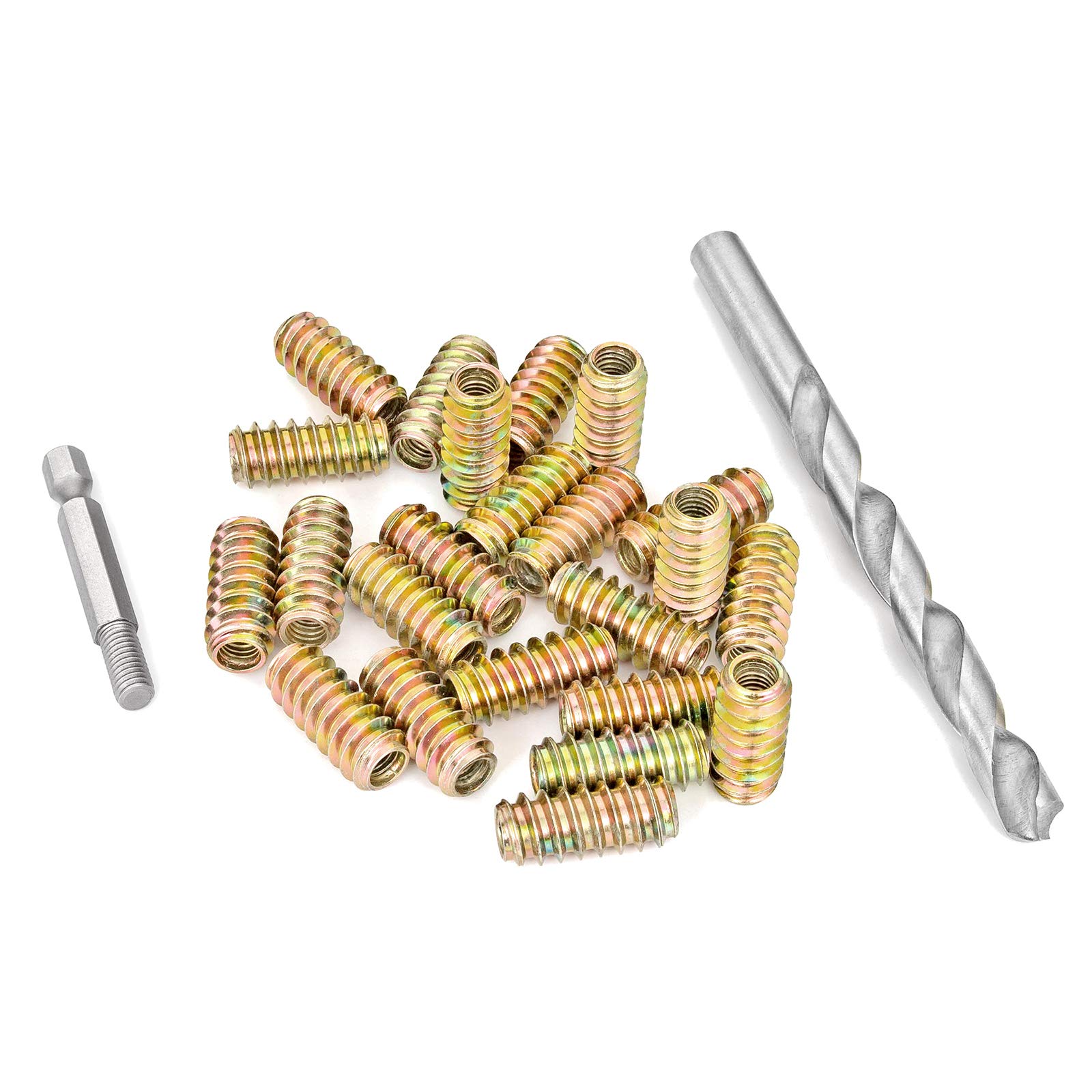 Zestaw 80 gwintowanych nakrętek mocujących 1/4"-20 do mebli drewnianych (1/4"-20 mm x 25 mm-H)