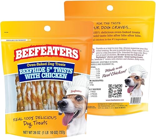 Beefeaters Carne de ternera de 5 pulgadas con golosinas de pollo para perros  36 onzas, talla única (348856)