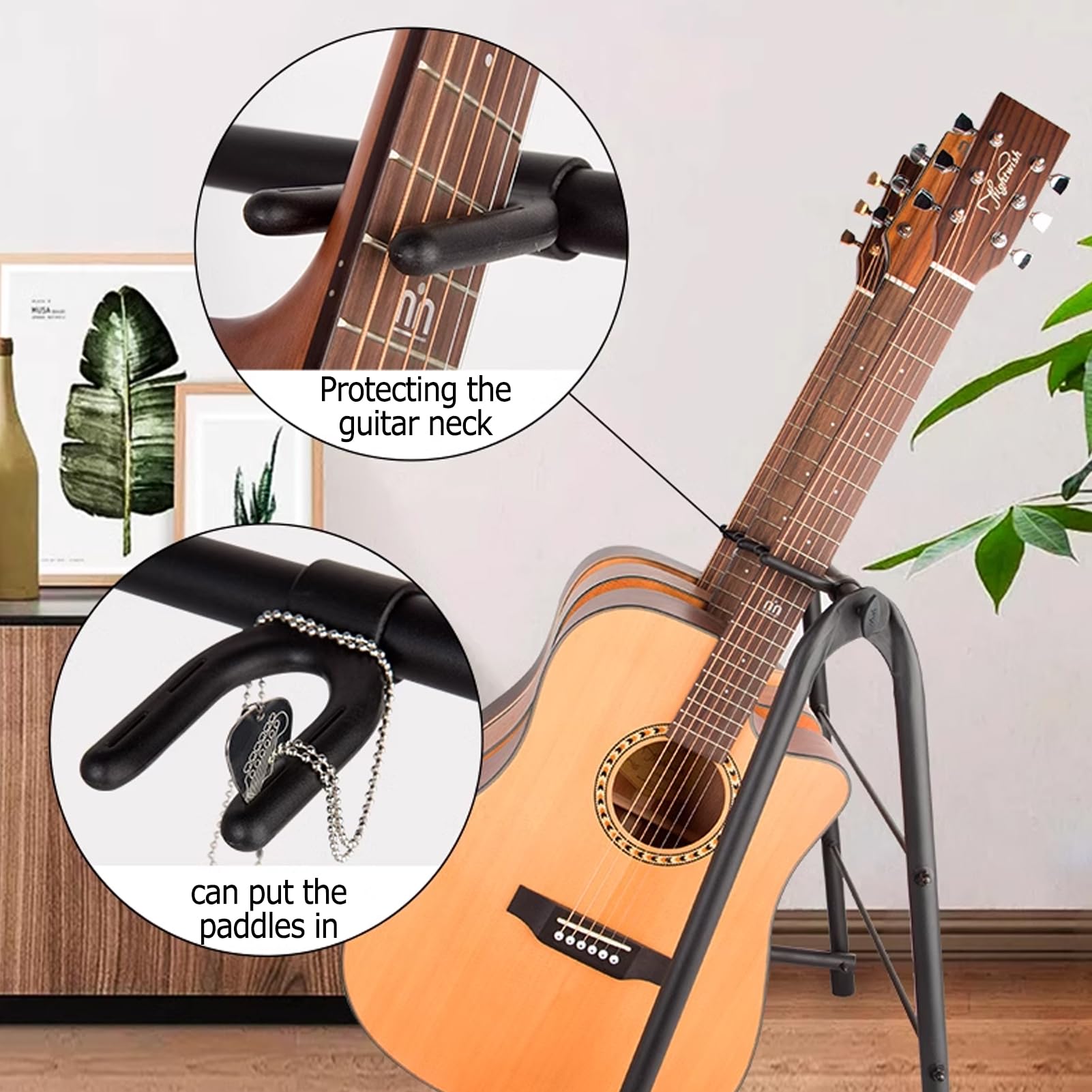 Supporto per chitarra, espositore pieghevole per chitarra acustica, elettrica e basso, design salvaspazio, facile da usare, accessorio ideale per chitarra