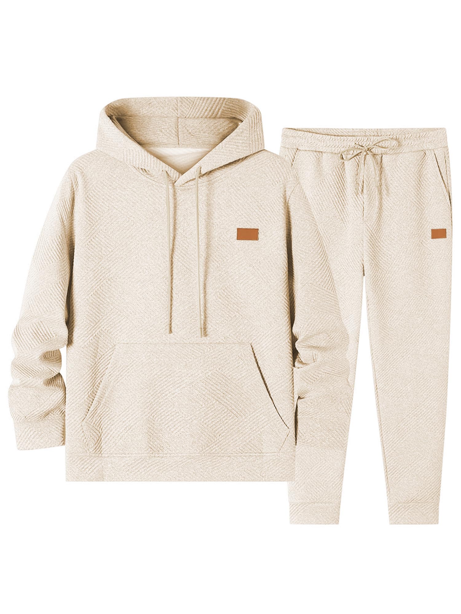 Elegancity Herren Jogginganzug Set 2-Teiliger Trainingsanzug mit Kapuzenpullover und Jogginghose Sportanzug Strukturmuster