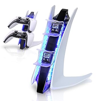 PS5 Controller Charger, PS5 Controller Charger Station with Blue LED Charging Light