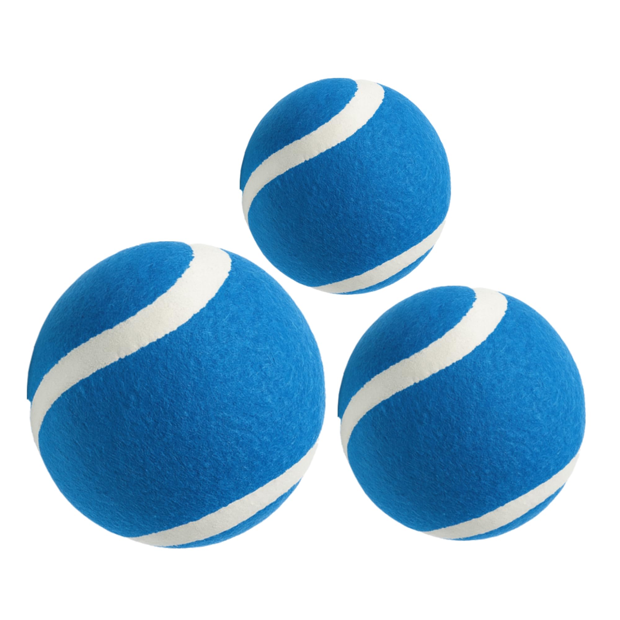 Pet Guru Dog Tennis Balls Set, Multi-Size Dental Chew Toys, 9-15 cm Balls for Indoor Outdoor Play, Durable Safe Design, Pack Of 3 (Blue)