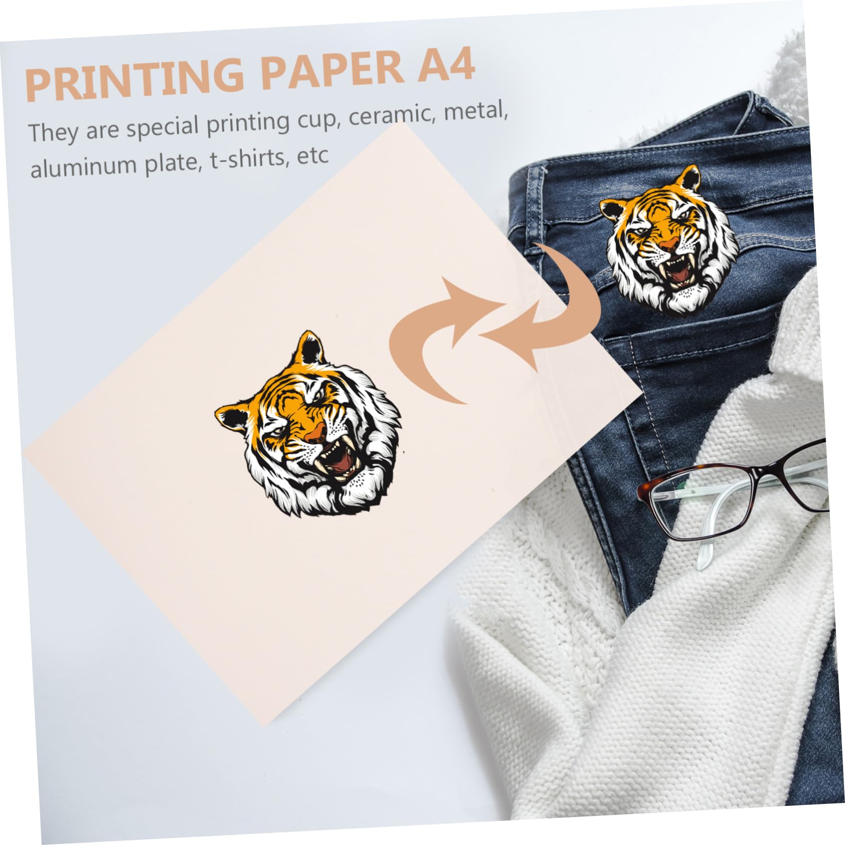Papier Transfert par Sublimation A4 pour Personnalisation Textile Polyester et Fibres Chimiques, 100 Feuilles pour Usage DIY Facile et Créatif