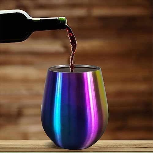 Miniatura 2 de FixtureDisplays Juego de 4 copas de vino de acero inoxidable grandes sin tallo (18 onzas), irrompibles, vasos de metal irrompibles 16929-4PK-NF