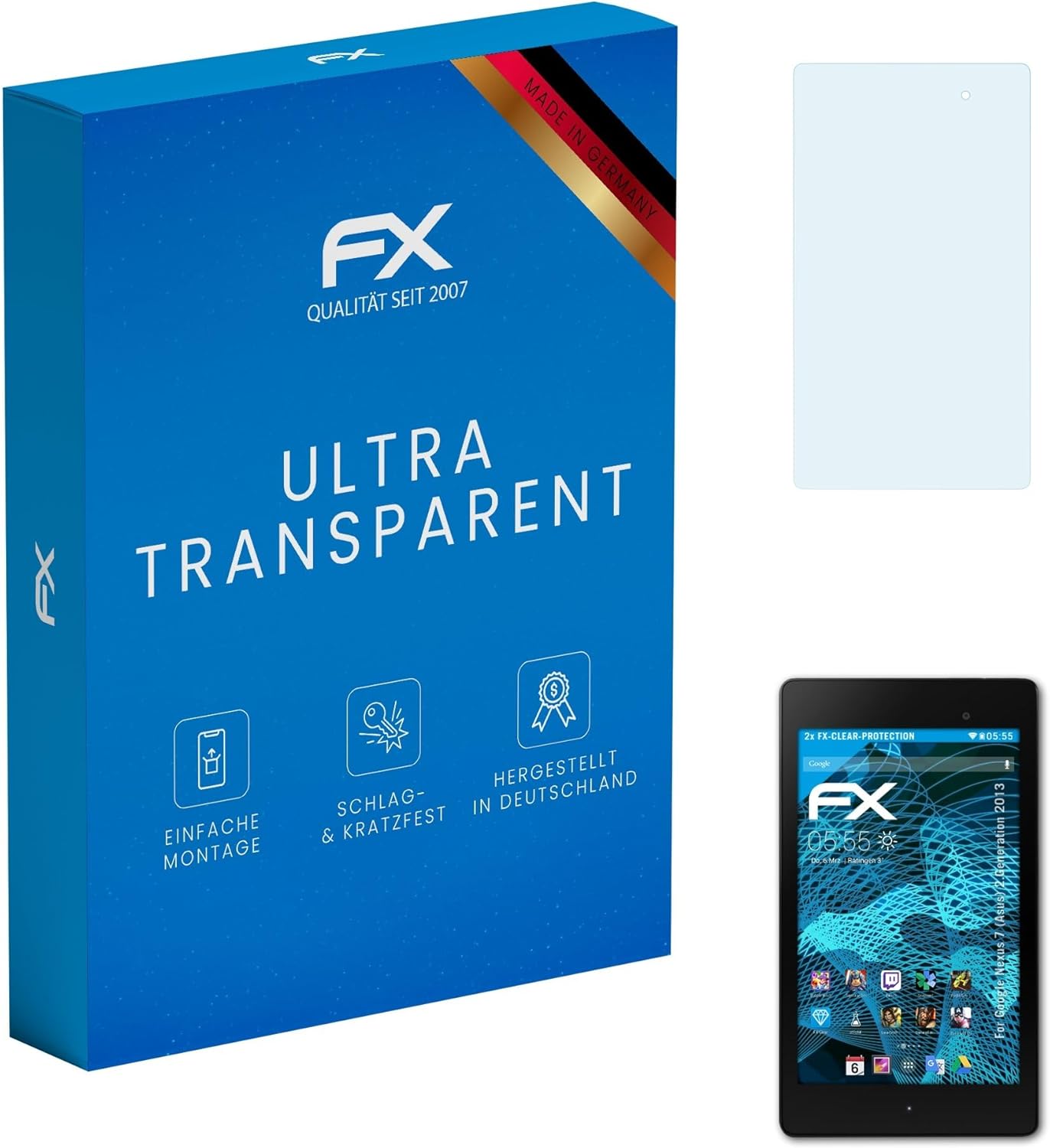 atFoliX Screen Protection Film compatible with Google Nexus 7 (Asus) 2.Generation 2013 Screen Protector, ultra-clear FX Protective Film (2X)