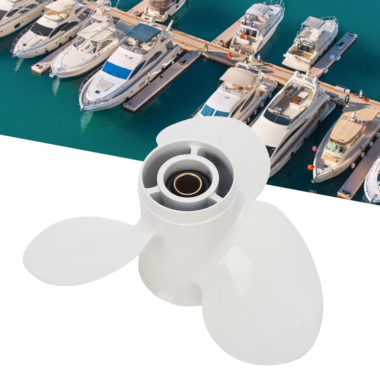 9 1/4x10 Boots-Außenbordpropeller, Aluminiumlegierung, 3 Blätter, Ersatz für F9,9 15 2 mit 8 Spline-Zähnen, Rechtsdrehung, Ideal für 2,50-Zoll-Getriebegehäuse-Außenbordmotoren