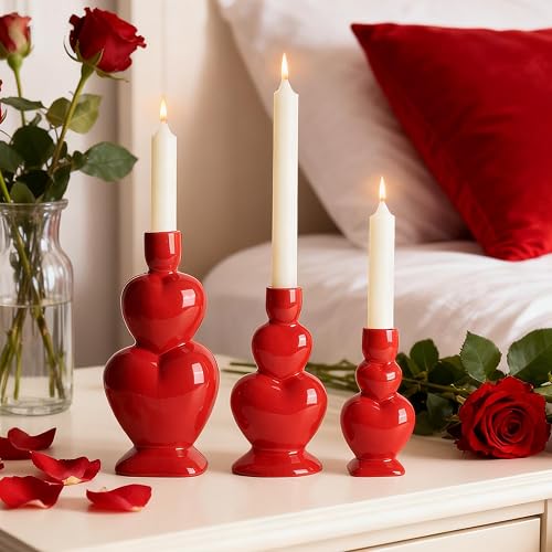 WDS WONDROUS Taper Candle Holder Set of 3 - Valentine's Day Candlestick Holders 
