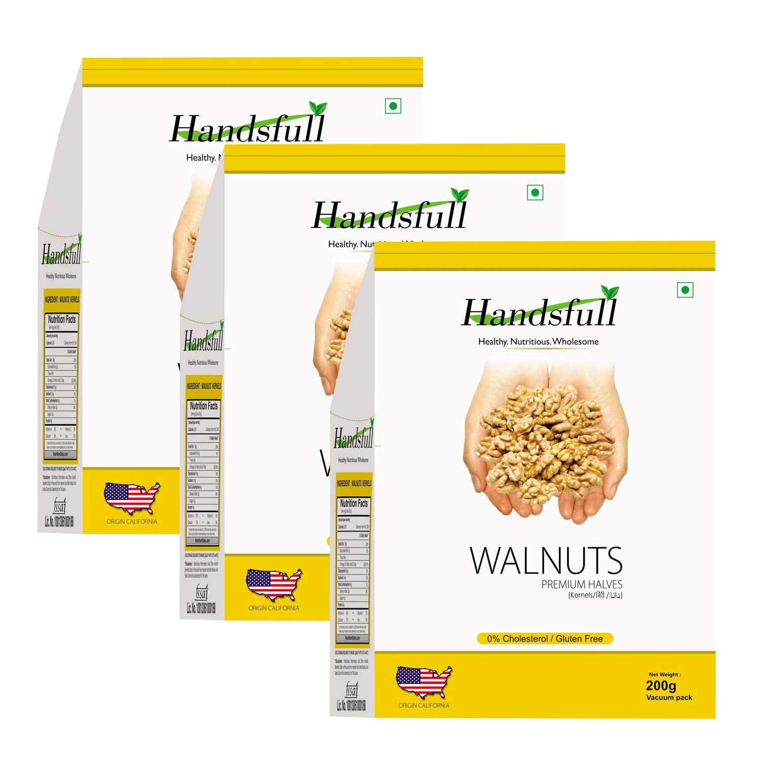 Handsfull CAlifornia Premium Halves Walnuts Kernels (200 gm x3) 600 gms| Walnuts Dry Fruits | Organic Walnuts | Kashmiri Walnuts Kernels for Snacking & Baking (B08KTCYKWH) Amazon Price History, Amazon Price Tracker