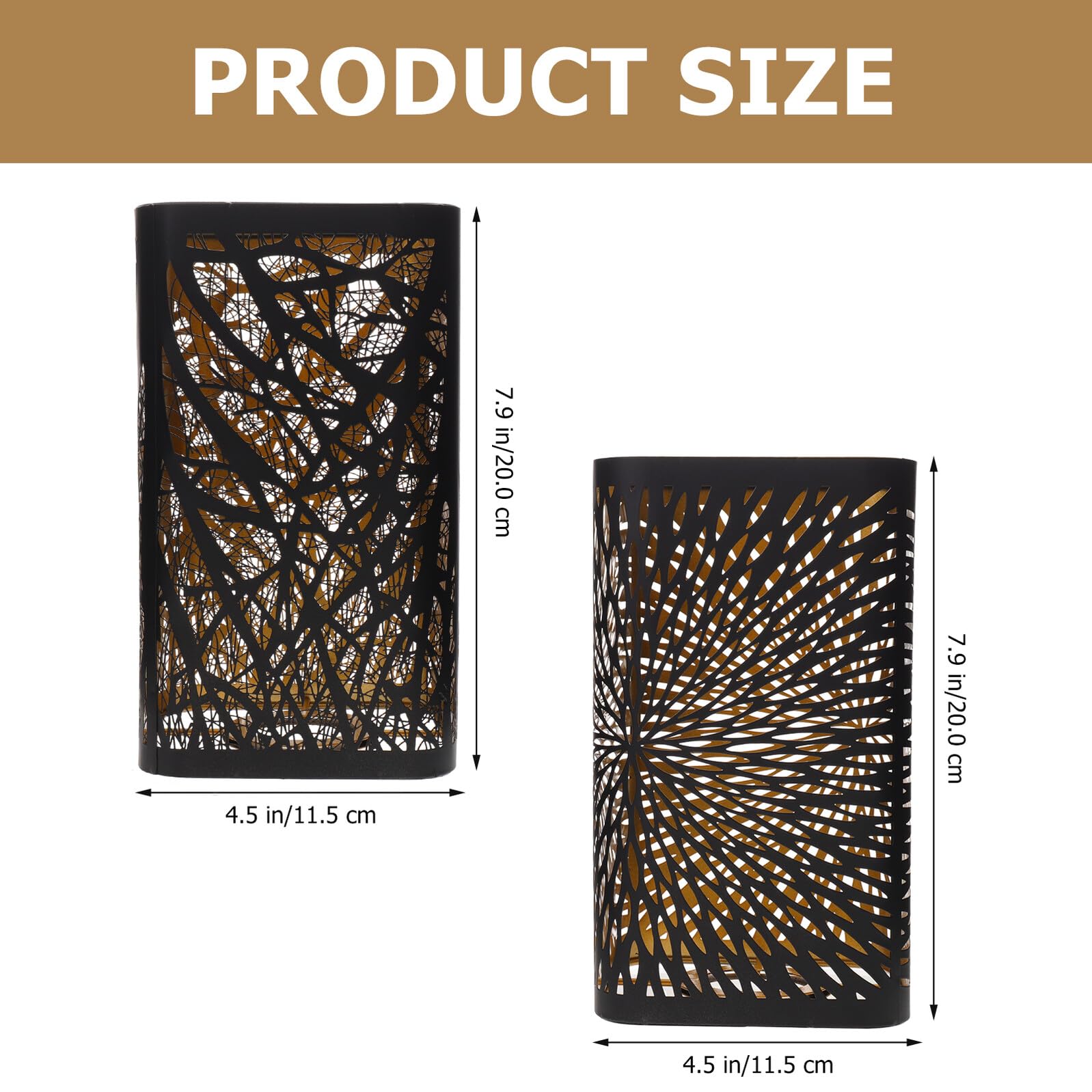 Ipetboom Pantalla Metálica para Lámpara E27 Juego de 2 Pantallas Cuadradas Caladas Negras Diseño de Bosque y Patrón de para Lámparas de Mesa y Escritorio Decorativa