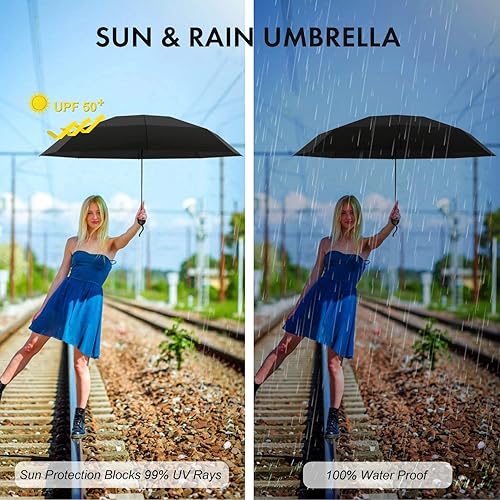 Miniatura 6 de Mini Travel Umbrella, Small Compact Portable Umbrella for Sun and Rain, Windproof Parasol with 99% UV Protection for Women and Men