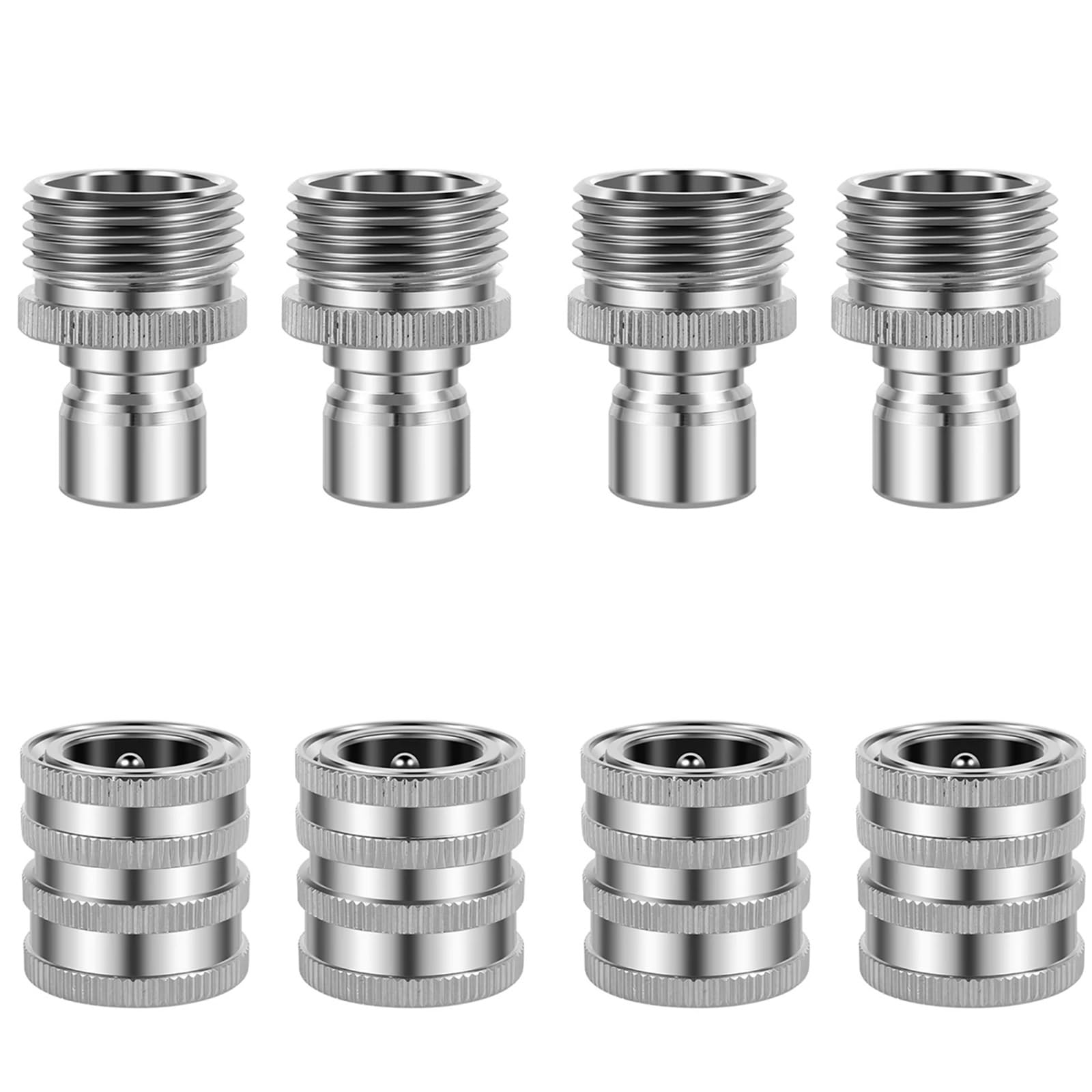 Conector Manguera Conexión Rápida De Manguera, 8/4 Piezas, 3/4 Pulg., Conector Hembra Y Macho Acero Inoxidable, Adaptador For Bomba Hidrolavadora para Manguera(8PCS Type2)