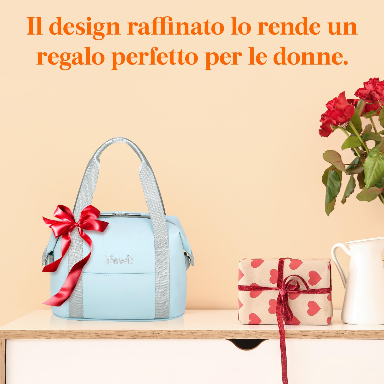 Lifewit Borsa Termica Porta Pranzo per Donna, Piccola Borse Frigo Impermeabile Leggera, Work Lunch Bag per Ufficio, Viaggio, Picnic, Spiaggia, Blu, 6L