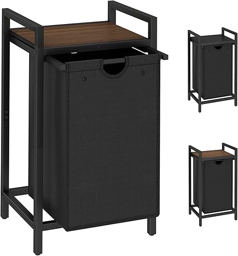 LAATOOREE Cesta de lavandería de dos colores con bolsa de lavandería extraíble y estante superior, cesta de ropa para espacio pequeño, lavandería,