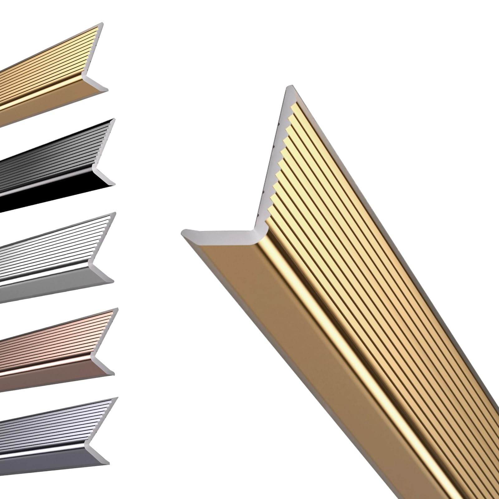 Aluminiowa listwa schodowa 5x3cm Antypoślizgowa, 40/43/47 cali Osłona krawędzi schodów srebrna, listwa krawędziowa w kształcie litery L(Rose Gold,130cm/51.1in)