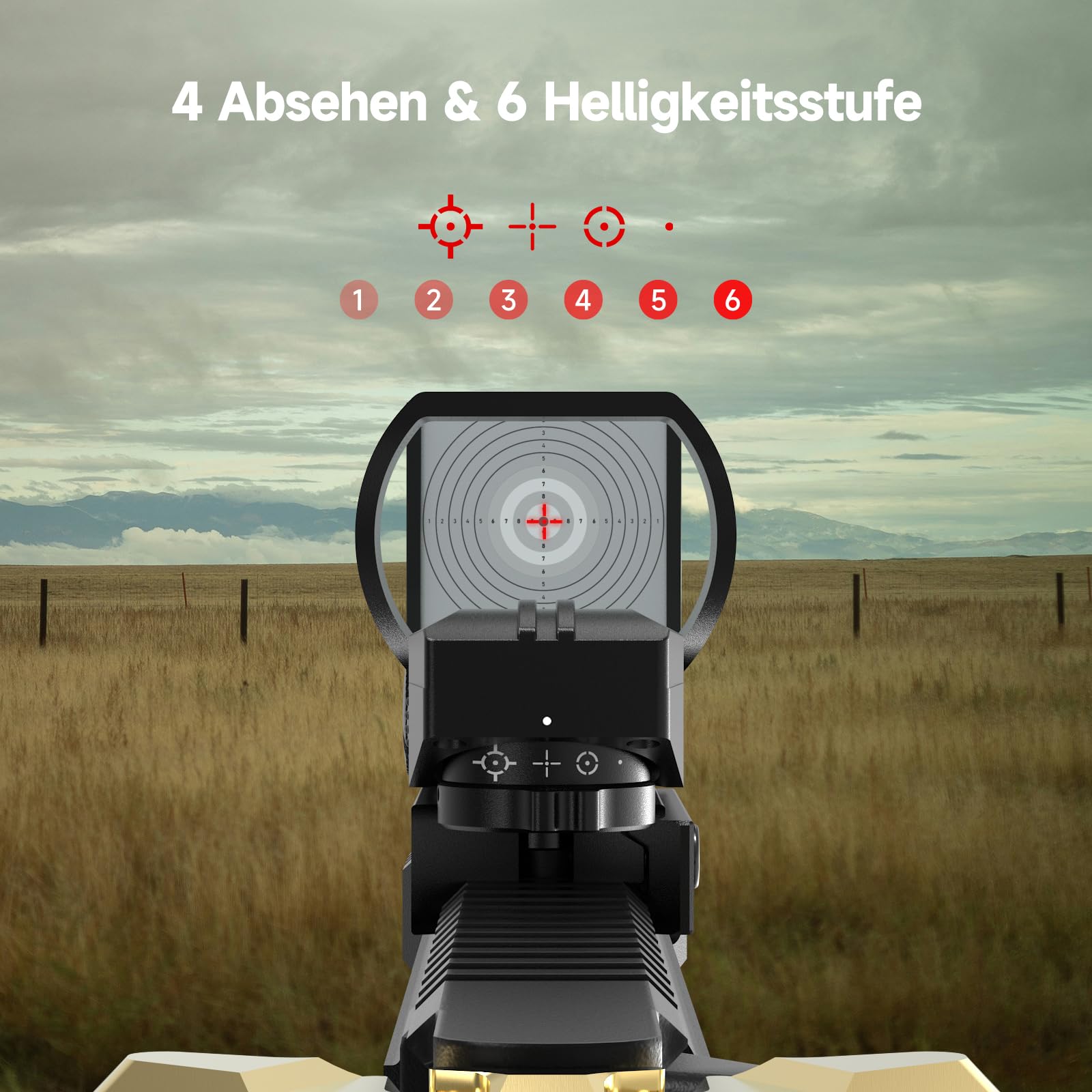 Red Dot Viser - Zielfernrohr 4 Absehen, Reflexvisier mit Mehreren Absehen und Picatinny Schienenhalterung