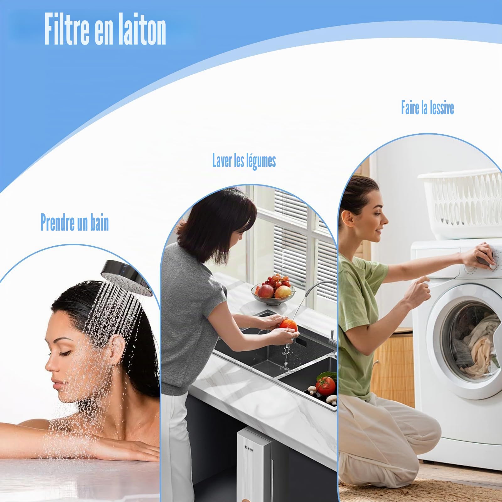 Filtre à eau réutilisable : filtre à eau de 2,5 cm, filtre à eau, pré-filtre à sédiments, combinaison de filtres avec adaptateur 3/4", pré-filtre lavable pour raccordement à la maison de la