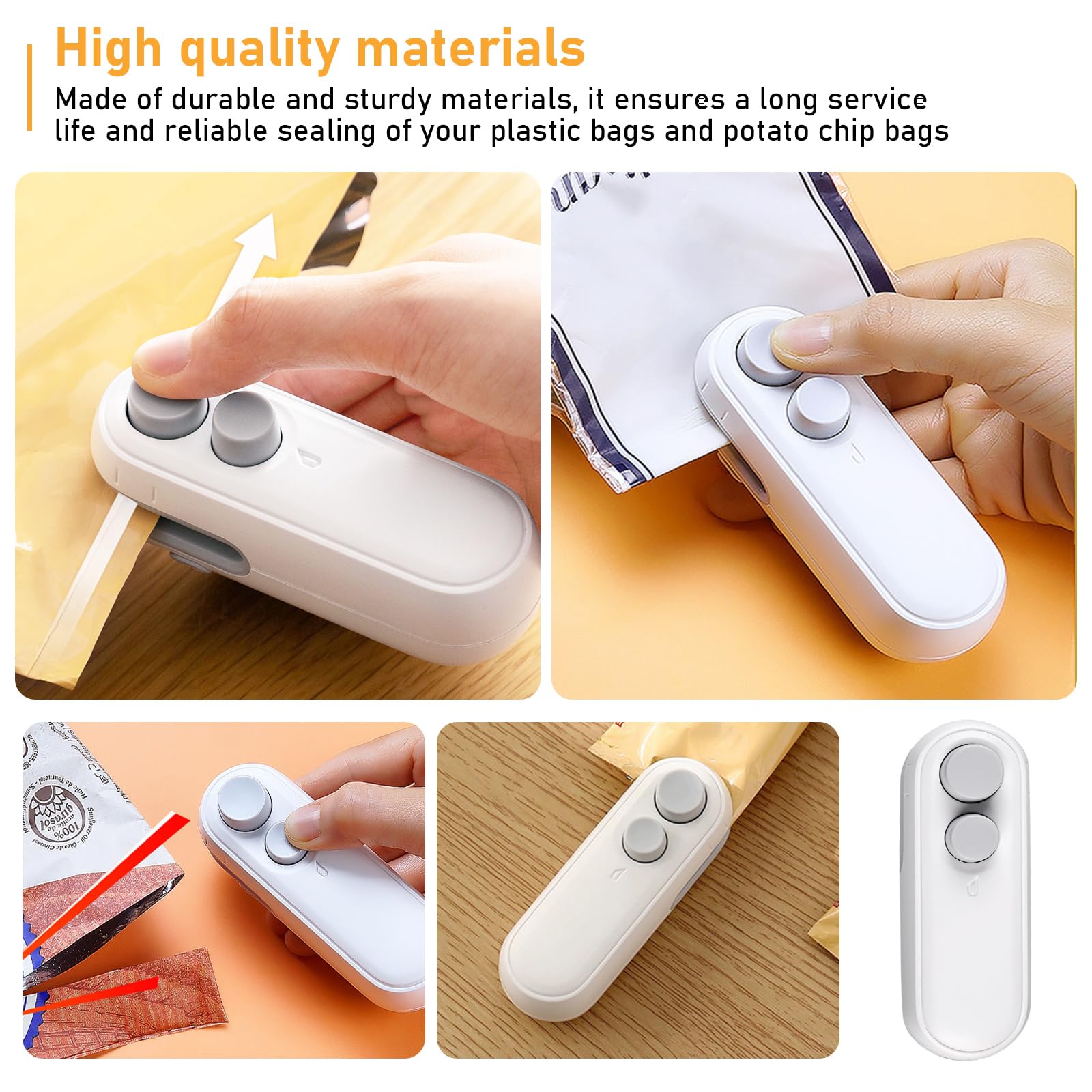 Sigillatrice Sacchetti Mini USB Ricaricabile - Taglia E Sigilla, 2 In 1 Con Base Magnetica Per Frigo - Foto 8