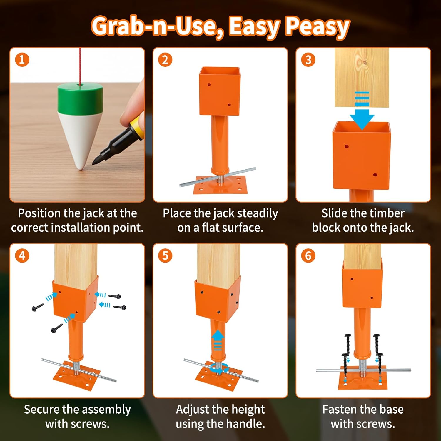 Screw Jack Post for 4" x 4" Wood Post, 24700 LBS Load Capacity, 13.2" - 18.7" Height Range, Temporary Adjustable House Jacks for Leveling Floor Crawlspace Basement Shore Beams, with Gloves 2 Pack