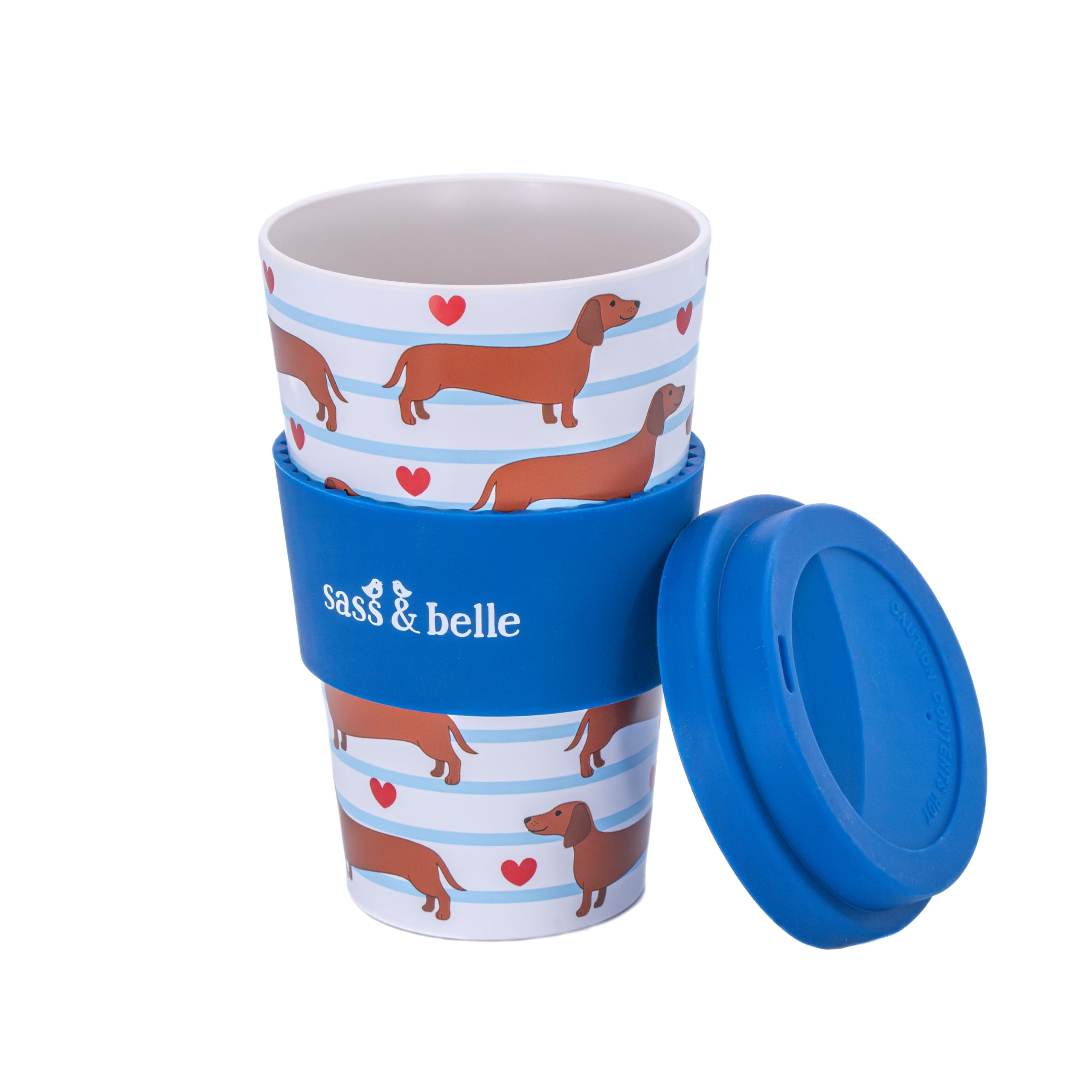 Sass & Belle Sausage Dog Travel Coffee Cup, Reusable Cup with Lid, Eco-Friendly Coffee Mug, Lightweight for Hot Drinks - Image 2
