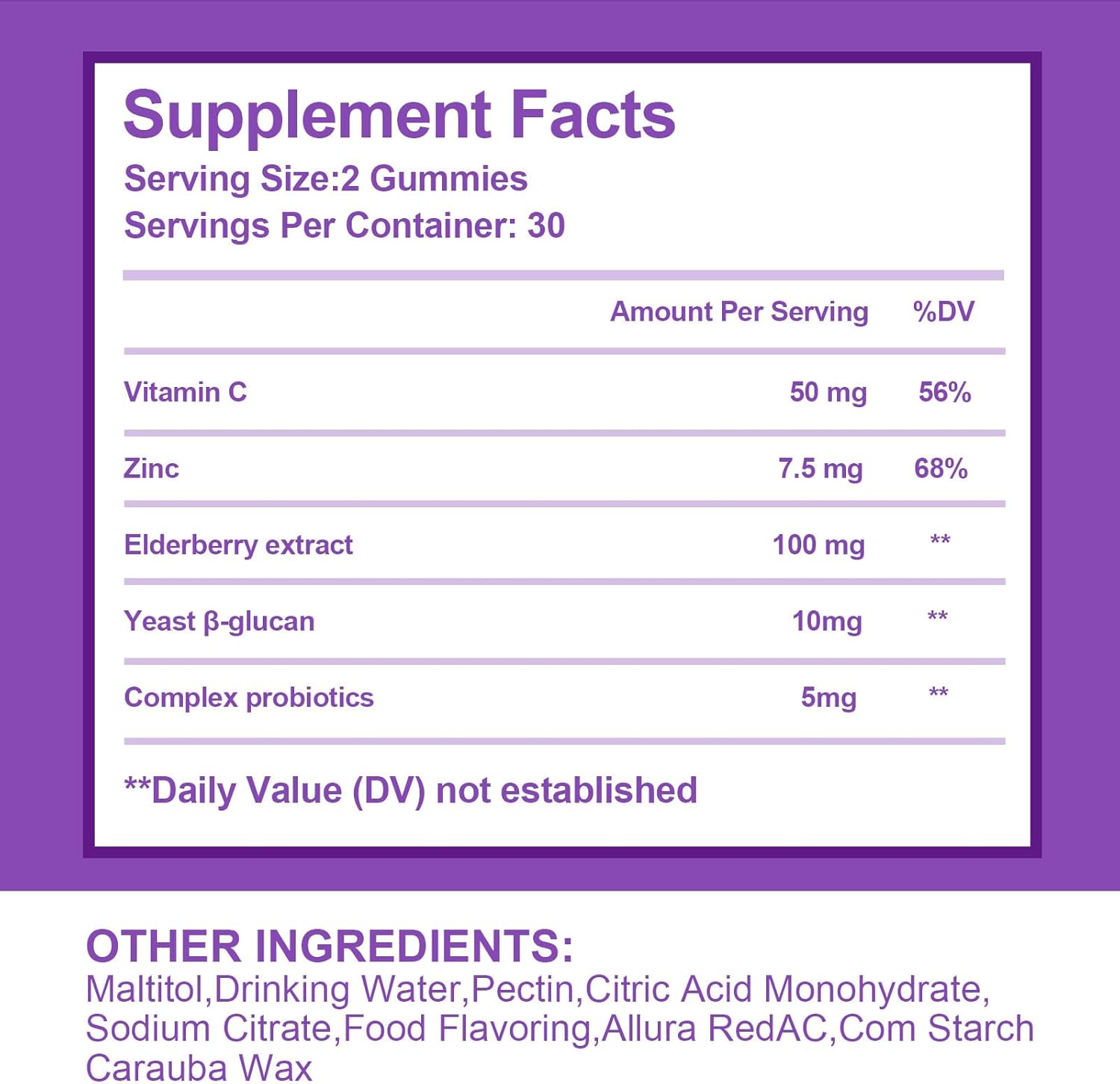 5-in-1 Sambucus Elderberry Gummies 60 Count, Immune Support for Adults & Kids 4+, with Vitamin C, Zinc, Yeast β-Glucan & Probiotics, Vegan Non-GMO Gluten Free, Natural Family Wellness Supplement - Image 2