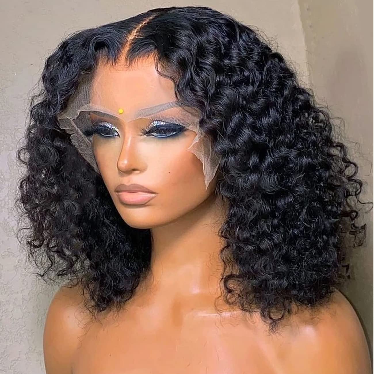 larima Deep Curly Bob Wig Human Hair 200% Density 13x4 HD Transparent Lace Front Wigs Short Jerry Curly Lace Front Wigs for Women Gluless Wigs Human Hair Pre Plucked with Baby Hair (14inch)