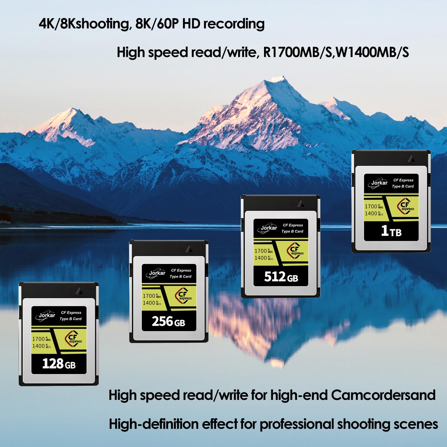 CFexpress Type B Carte Mémoire 256Go Gold pour Caméra Nikon Z6/Z7/D6/D5/D850/D500, pour Canon EOS-1DX/C300/C500/R5 R5C R3, pour Panaso GH6/S1/S1R/S1K, DJI Ronin 4D,RAW 8K 4K