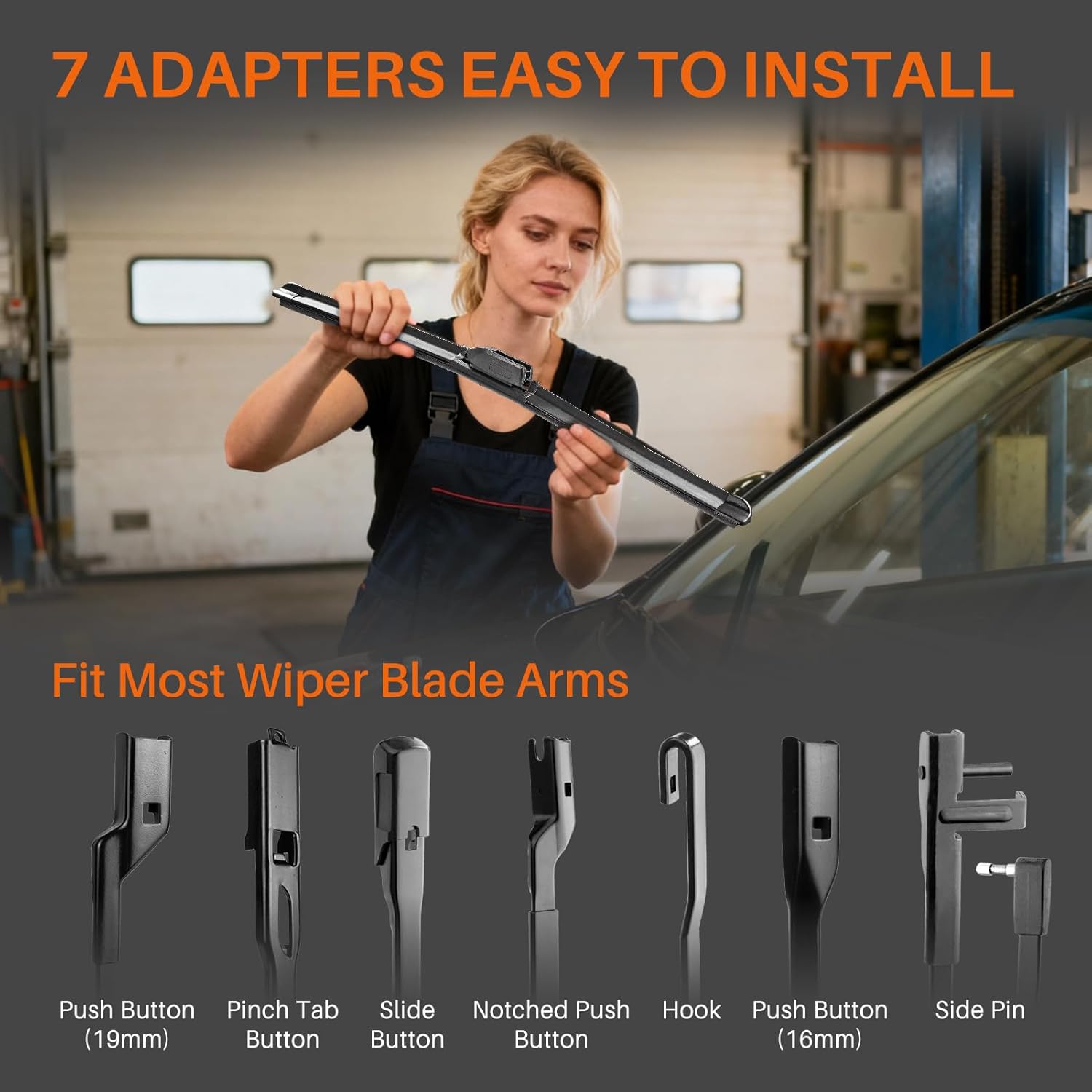 DOG TAIL Water Repellent Silicone Wiper Blades with Multiple Adapters, 22" and 21" Automotive Replacement Front Windshield Wiper Blades Set for My Car with Water Repellency Formula DropClear