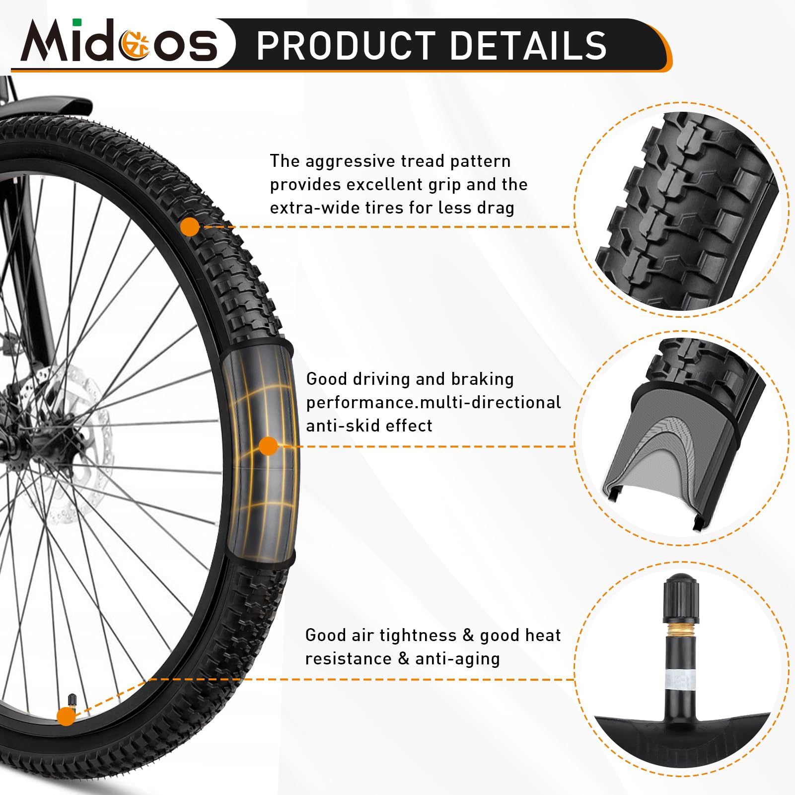 Amazon | 26インチの自転車タイヤ、26x2.10 マウンテンバイクタイヤ2個