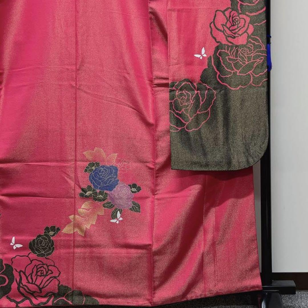 振袖 豪華 蝶 薔薇 金駒 金彩 銀通し身丈170cm 撥水加工済 振袖