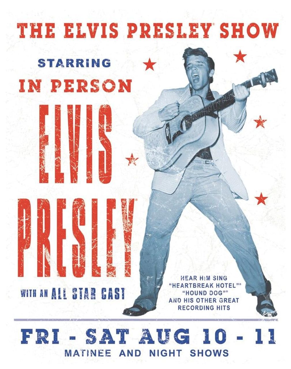 Desperate Enterprises Elvis Presley Show Tin Sign - Nostalgic Vintage Metal Wall Decor - Made in USA