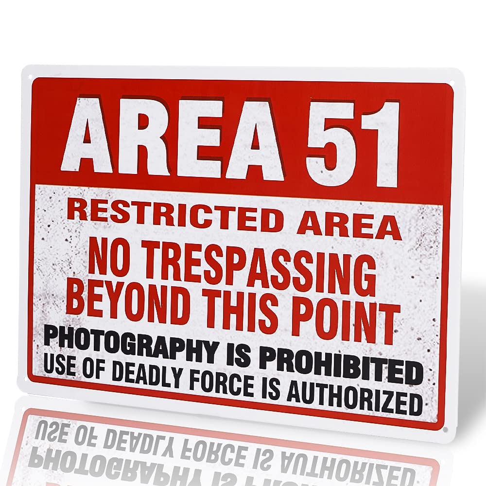 dingleieverArea 51 Metal Wall Sign Plaque Warning, Alien, Conspiracy Theory - 8x12 inch