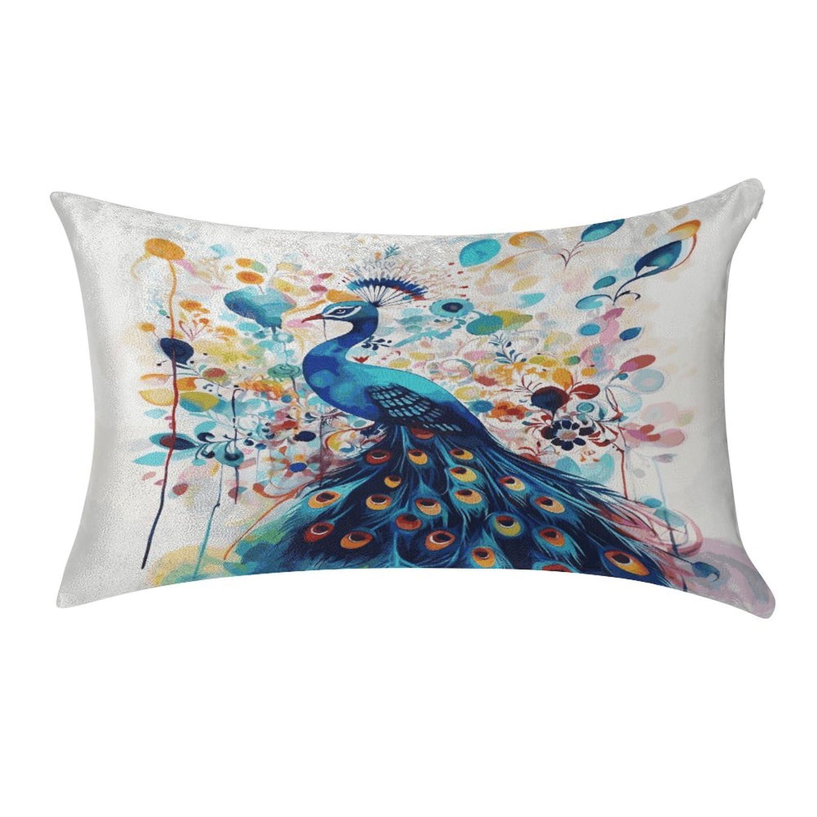 FekiLoot Color Peacock Pillow Covers Luxury Velvet Oblong Pillowcases Rectangular Throw Pillows Case Decorative Velvet Cushion Covers Ultra Soft Lumbar Pillow Shells 12 X 20 in