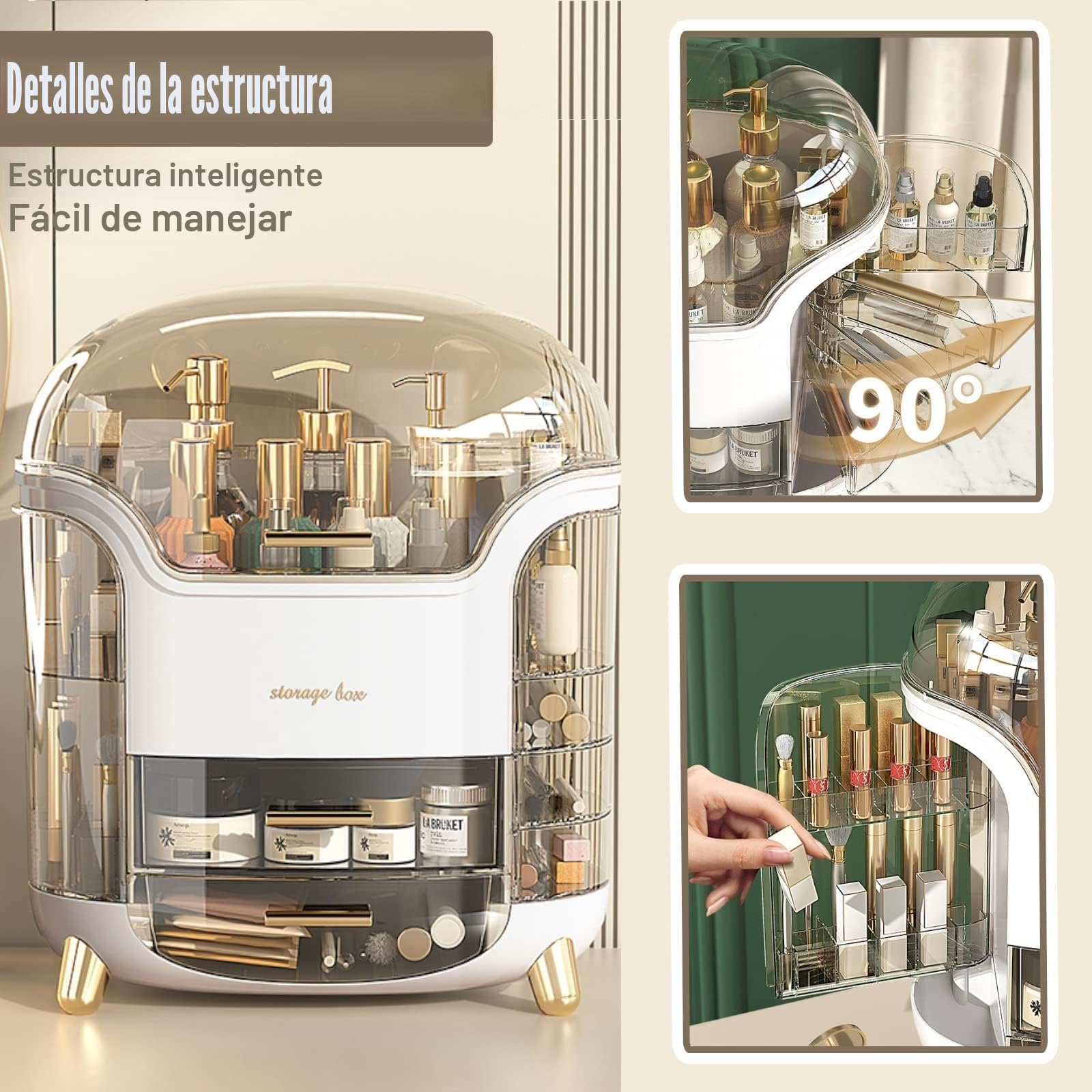 Caja Organizador Maquillaje Makeup Skincare Organizer con Cajones Gran Capacidad Transparente