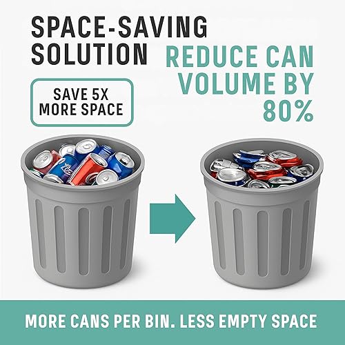 Miniatura 9 de Trituradora de latas de pie para reciclaje, trituradora de latas de metal negro resistente, herramienta de prensa manual para el hogar y portátil