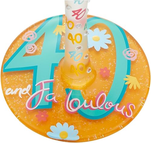 Miniatura 4 de Enesco Designs by Lolita Happy 40th Birthday - Copa de vino artesanal pintada a mano, 15 onzas, multicolor