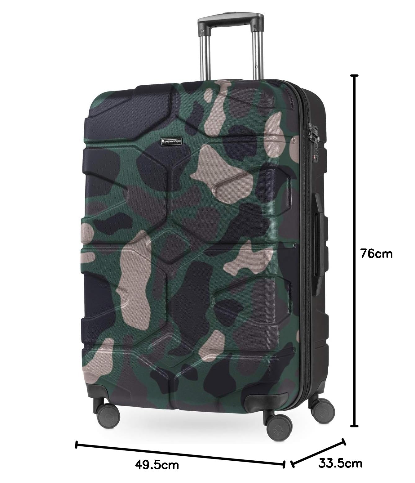 HAUPTSTADTKOFFER - X-Kölln - Valigia da viaggio espandibile rigida e legera, grande 76 cm, Trolley ABS, TSA, 107-120 litri, Camuffamento
