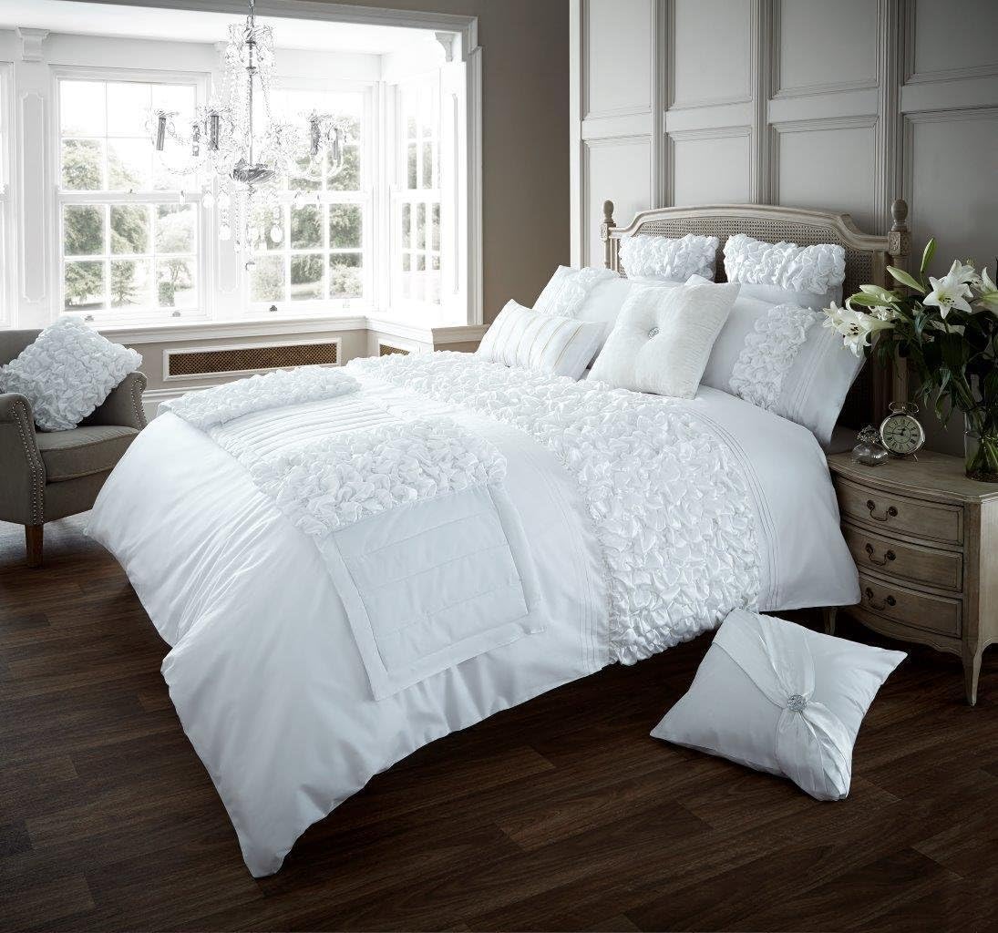 Verina Duvet Cover with Pillowcase Quilt Cover Bed Set (King, White)