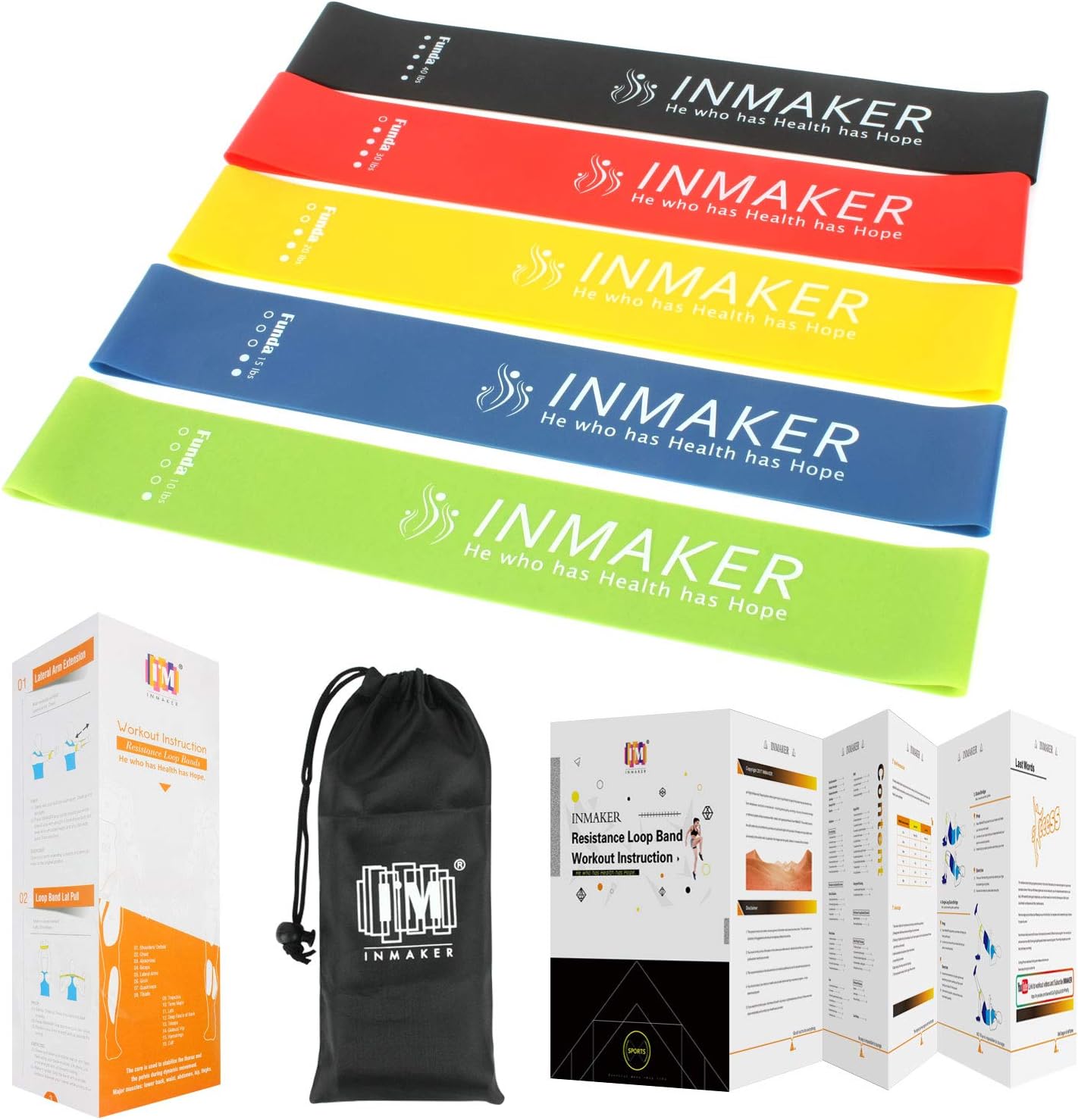 INMAKERResistance Bands for Women, Leg Bands for Working Out, 5 Graduated Strengths for Butt and Legs