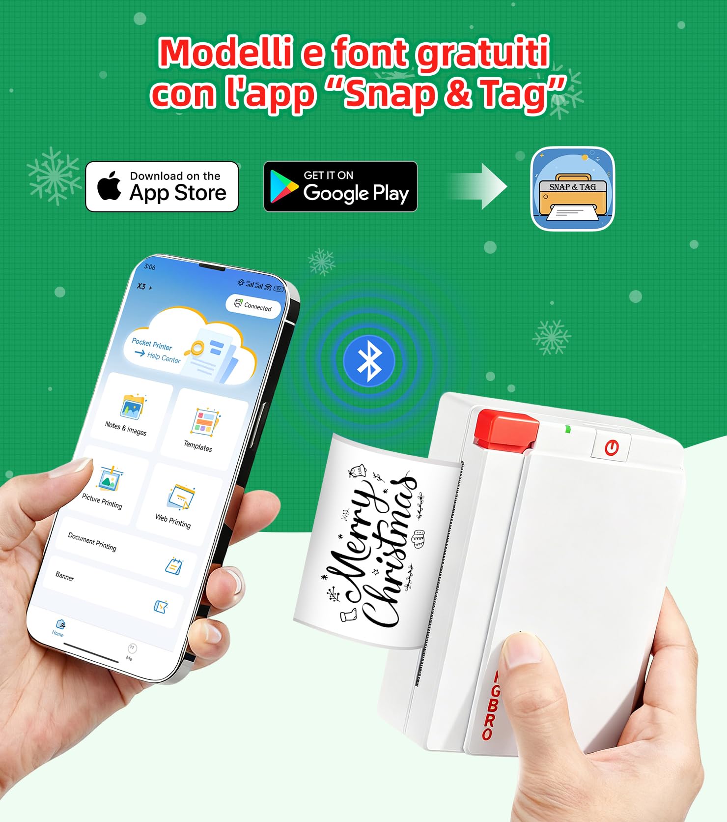 ORGBRO X3 Stampante Termica Bluetooth, Mini Stampante Portatile Senza Fili per Casa/Ufficio/Viaggi, Appunti, Foto, Etichette, Planner, 300DPI Stampante Adesivi per Smartphone - iOS/Android (Bianco)