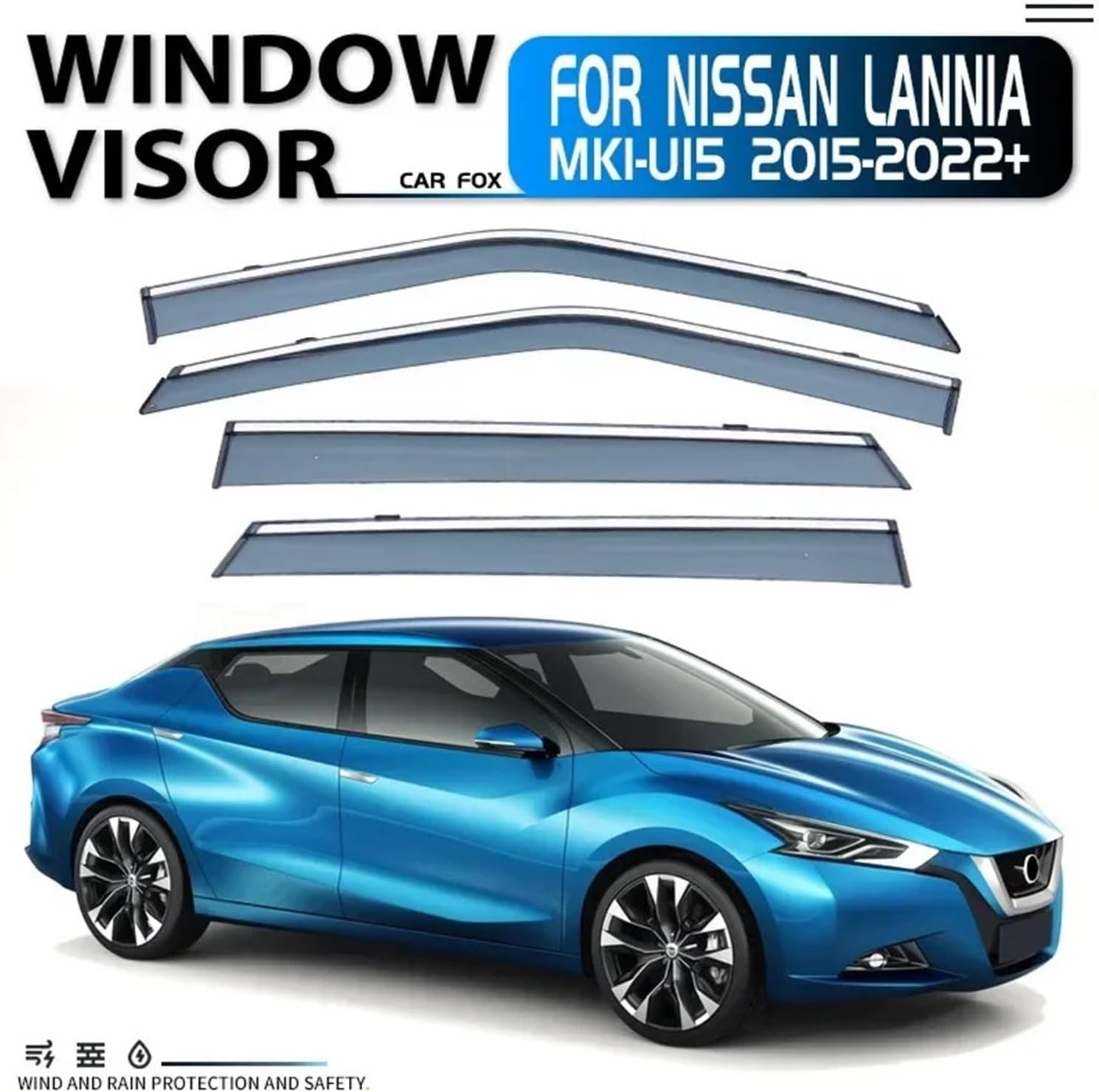 Weathershileds Compatible With Nissan LANNIA U15 2015-2020 Accessories Rear Window Roof Sun Rain Shade Visor Spoiler Wing Shelters