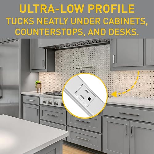 Miniatura 3 de Legrand Wiremold WH20GB306TRGFI6 Plugmold Serie 2000 Regleta de alimentación cableada de 3 pies con 5 tomas resistentes a manipulaciones y