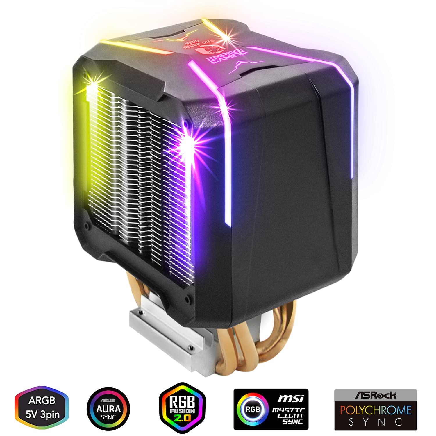 EMPIRE GAMING - Guardian V201 Ventole per CPU PC Gaming -Dissipatore di Calore CPU Alluminio 4 Heat Pipe in Rame -Ventilatore di Processore RGB SYNC Indirizzabile -Silenzioso -Intel e AMD