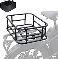 FOMAS Steel Rear Bike Basket - Large Capacity 40kg Load, Weatherproof, Easy Install Tools Included, Universal Rear Rack Fit