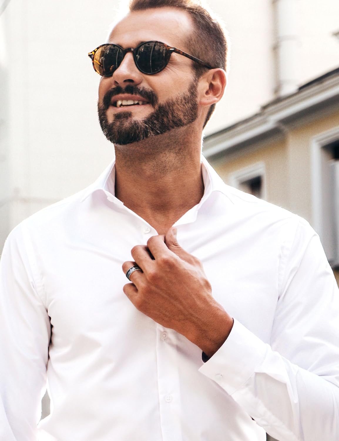 King Will 8mm Mens Tungsten Rings Irish Claddagh & Celtic Knot Inlay Vintage - Image 4