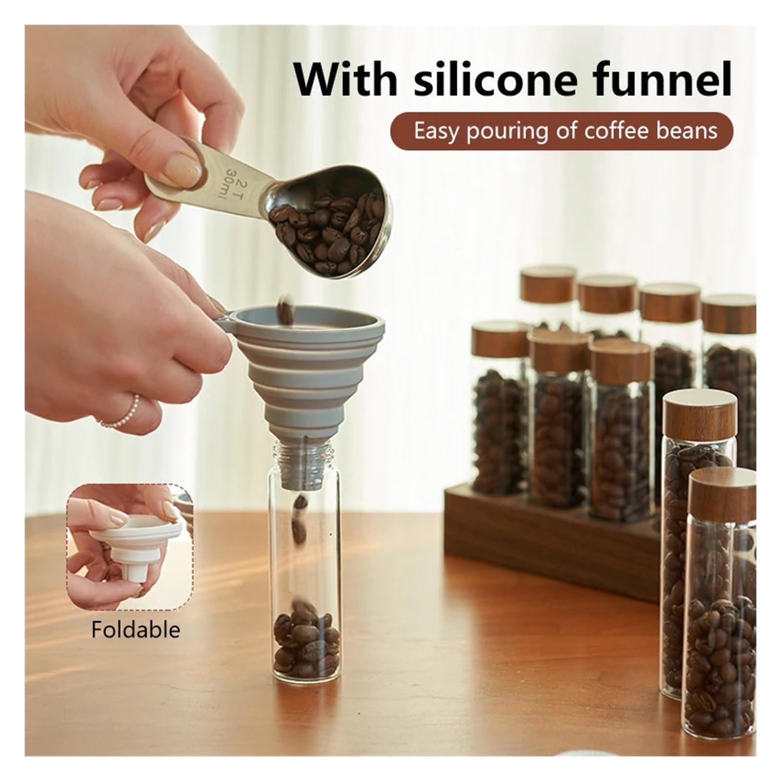 Kaffeebohnen-Aufbewahrungsbehälter, Tube-Display-Regal-Set