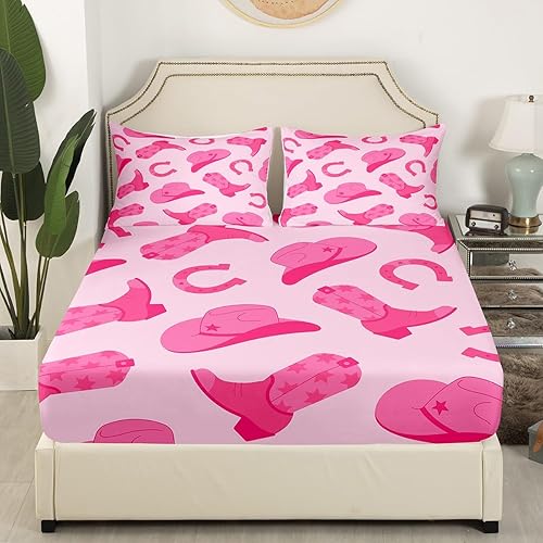 Miniatura 3 de Erosebridal Juego de sábanas de vaquera, lindo juego de sábanas kawaii rosa vaquera tamaño Queen, regalos para niñas y mujeres, juego de ropa de